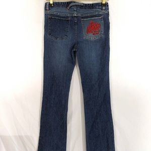 Y2K Rocawear Jeans 5/6 Denim Bootcut Red Emblem on Back Pocket Retro Vintage